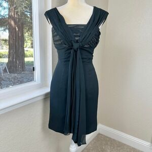 Vintage Lilli Diamond California Sheath Dress Black Ruched Bodice Party Cocktail